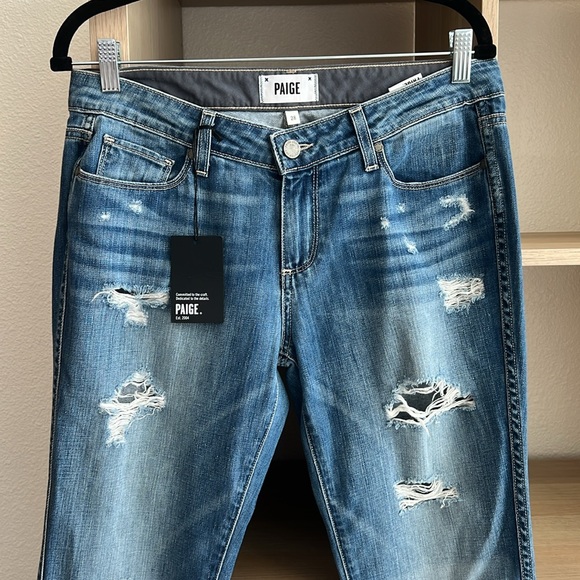 NWT PAIGE Jimmy Jimmy Crop Distressed Jeans Size 28 - Picture 2 of 8